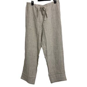 Womens Linen Wide Leg Coastal Lightweight Casual Pants Sand Color Elastic Tie Wa